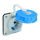 1x16A / IP68 - 220V Panel Mount Socket Outlet (Straight) - 75x75 base 3101-375-0900 TP ELECTRIC