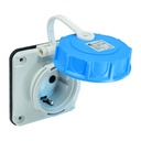 1x16A / IP68 - 220V Panel Mount Socket Outlet (Straight) - 75x75 base 3101-375-0900 TP ELECTRIC