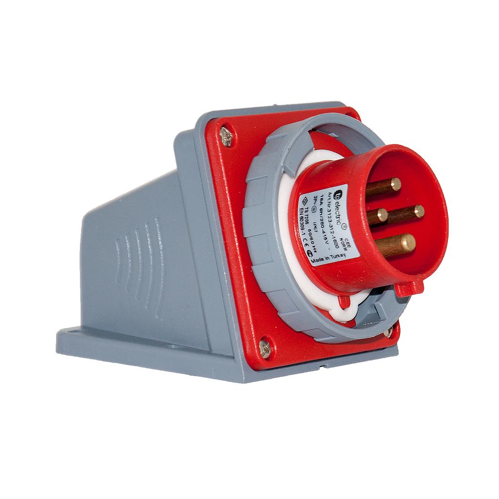 4x16A / IP67 - 380V Surface Mount Appliance Inlet  Plug 3123-312-1600 TP ELECTRIC