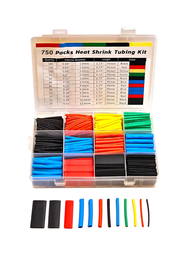 750 штук Термусадочный набор трубок, в коробке, 8 размеров, 6 цветов IC274-750