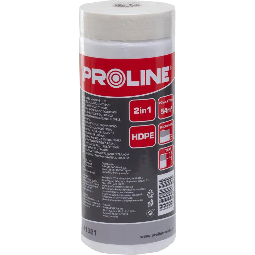 ANTI-SPLASH MASKING FOIL WITH TAPE, 33Mx55CM, PROLINE 41322