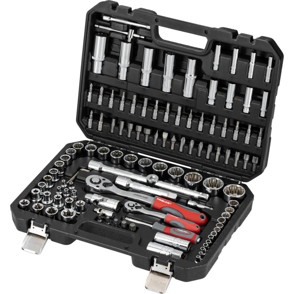 113 pcs Socket Set, 12-Point, CrV, S2, 1/2" & 1/4" Drive, BMC, PROLINE 58113