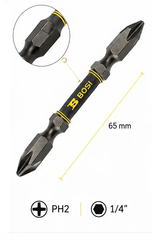 Universal iki uclu PH2 vintaçan Drel Ucluğu, 1/4", 65 mm, BOSI BS469105