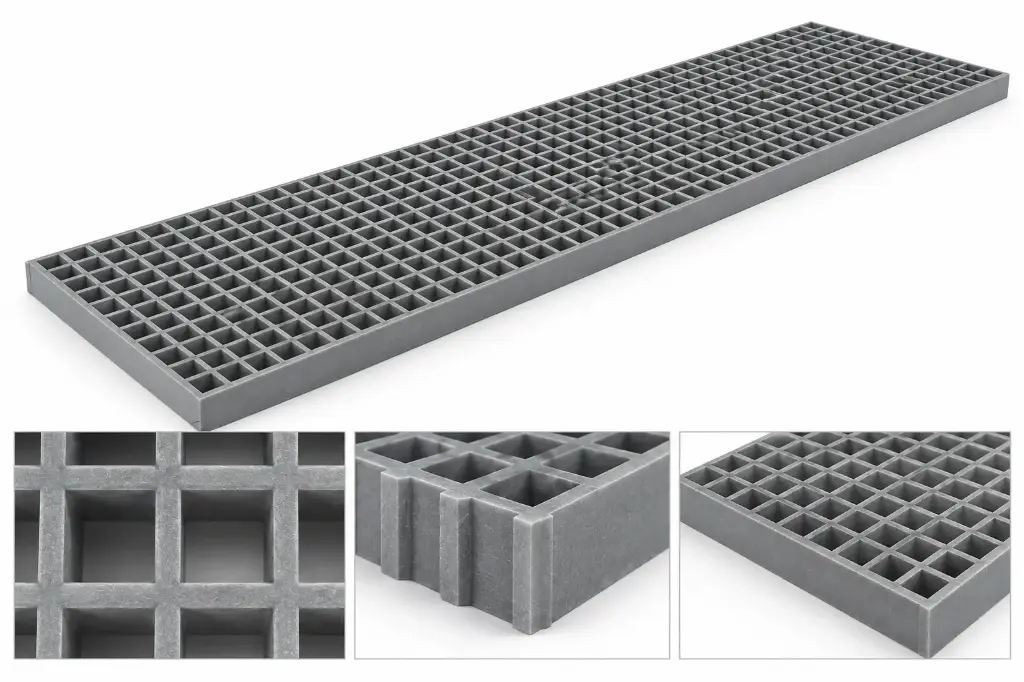 GRP/FRP Composite Grating for Platforms 1035×4038×25 mm (Mesh 38×38 mm) – GEFAMESH-25