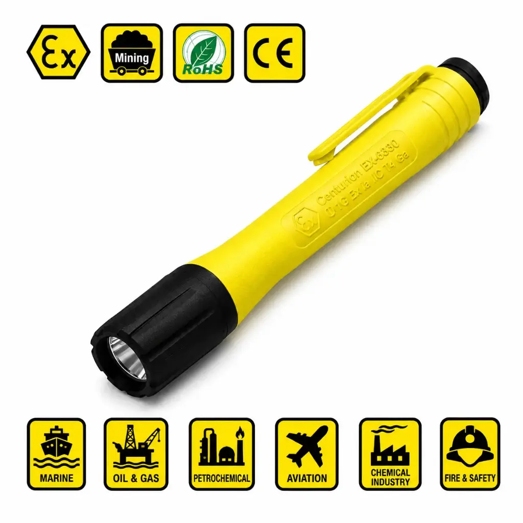 ATEX  Intrinsically Safe Flashlight (2×AAA Battery Excl.)  Centurion EX-7180