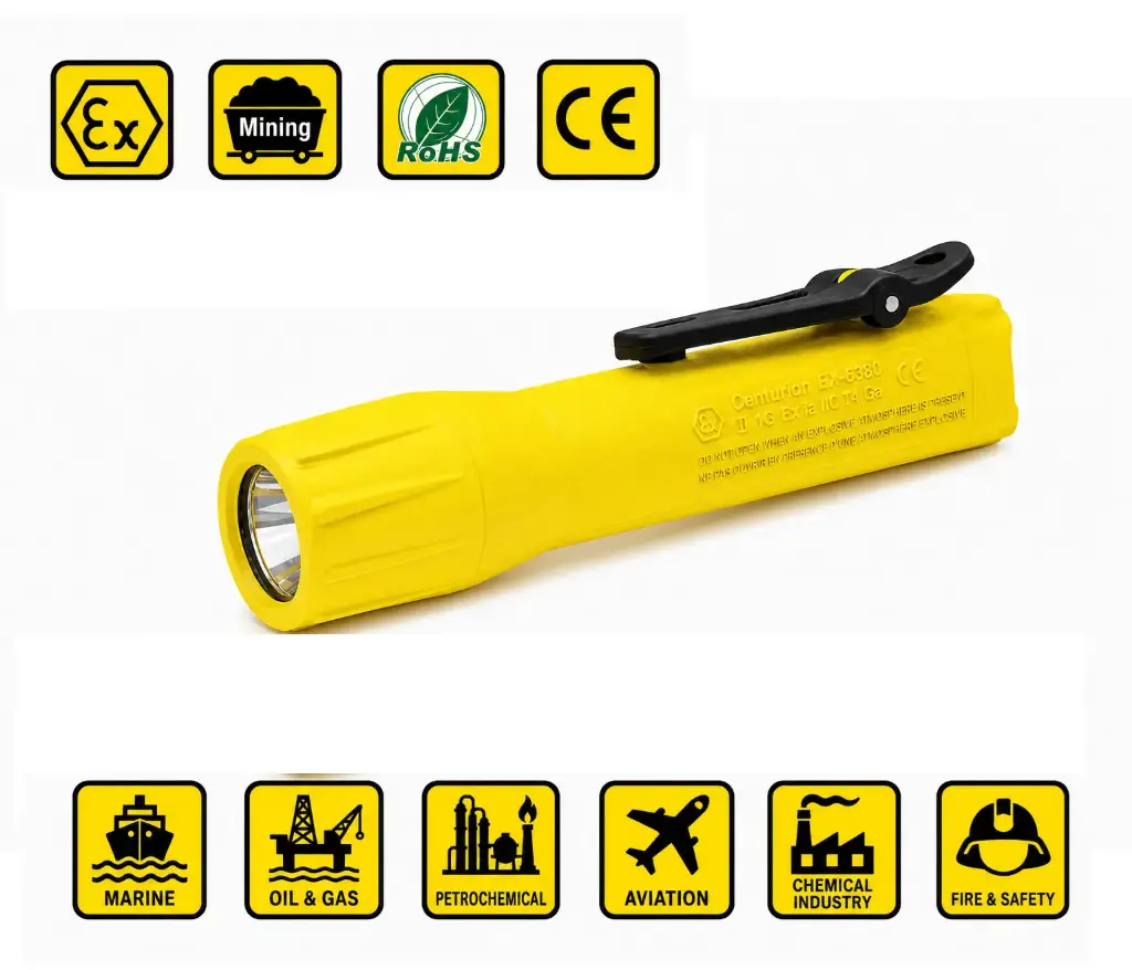 ATEX  Intrinsically Safe Flashlight (2×AA Battery Excl.) Centurion EX-5380
