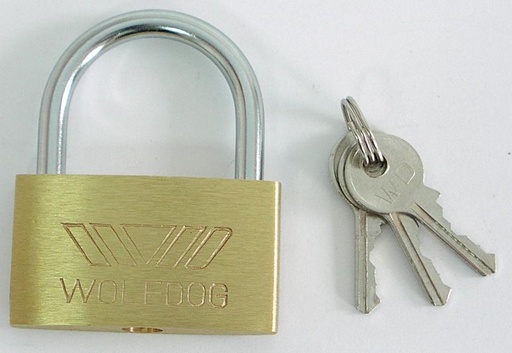 BRASS THIN PADLOCK 20MM CHROME PLATED SHACKLE. 3 KEYS. PROFIX 24020K