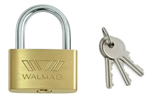 ТОНКИЙ ВИСЯЧИЙ ЗАМОК ИЗ ЛАТУНИ 25MM. ХРОМИРОВАННЫЙ ХОМУТ. 3 КЛЮЧА. Profix код 24025K