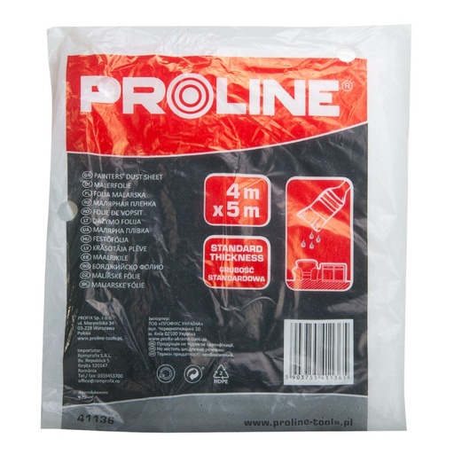 RƏNGSAZ PLYONKASI, QALIN, 4X5M LDPE PROLINE 41137