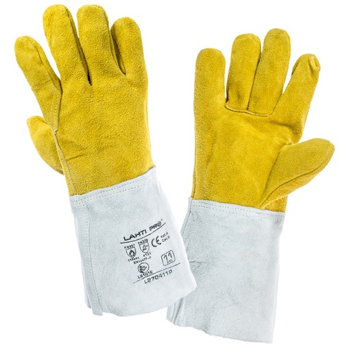 GLOVES LEATHER, WELDING, L270411P, CARD, "11", CE, LAHTI L270411K