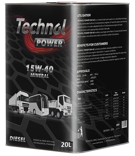 Technol Power Mühərrik Yağı 15W-40 20-Litr
