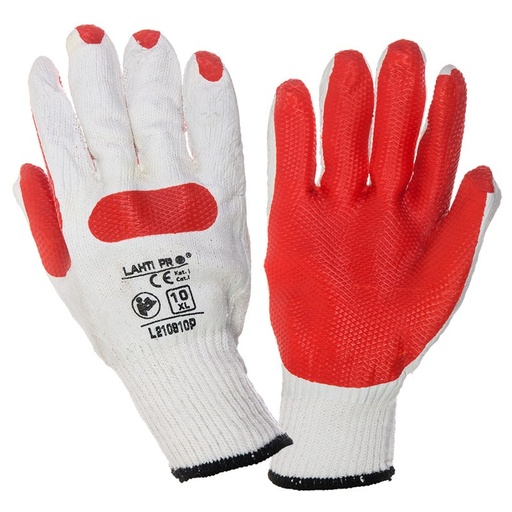 GLOVES LATEX RED-WHITE L210910P, CARD, "10", CE, LAHTI PROFİX CODE L210910K