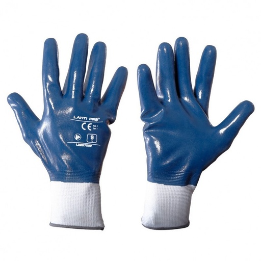 GLOVES NITRILE NAVY-WHITE L220709P, 12 PAIRS, "9", CE, LAHTI PROFIX L220709W