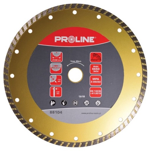 TURBO DİSKİ  mərmər, kərpic, daş, qranit, beton ücün  230*2.8*7.5*22.23 PROLINE PROFIX Code 88104
