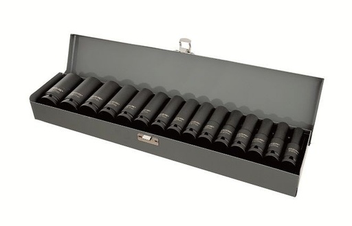 IMPACT SOCKET SET 15 PCS 1/2", 10 - 32MM,CRV-MO, PROLINE 18495