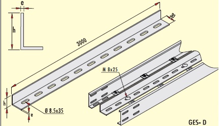 H48 Separator Ayrıcı e-1.5mm Pre Galvanizli Kabel Kanalı üçün L-3000m GERSAN GES-50 PG