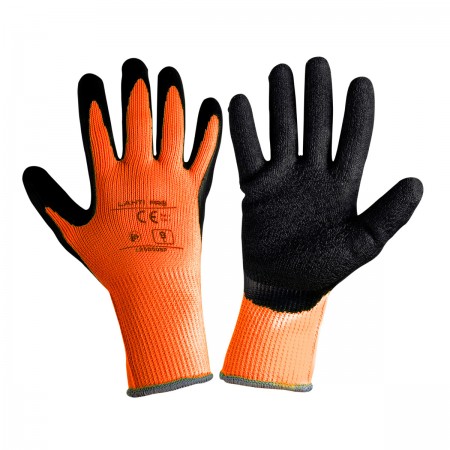 GLOVES WINTER ORANGE POLY. CARD, "9", CE , LAHTI PROFIX CODE L250809K