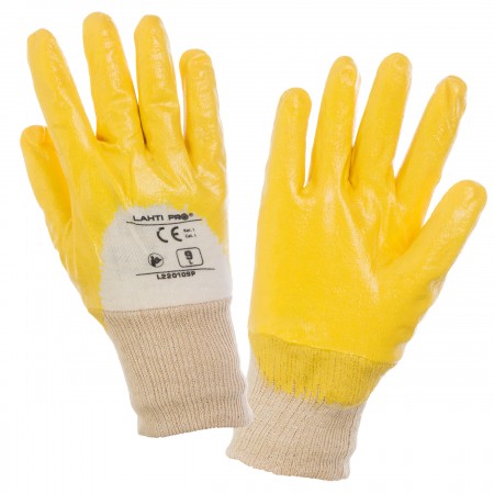 GLOVES NITRYL YELL-WHITE L220108P,12 PAIRS "10", CE, LAHTI PROFIX CODE L220110W