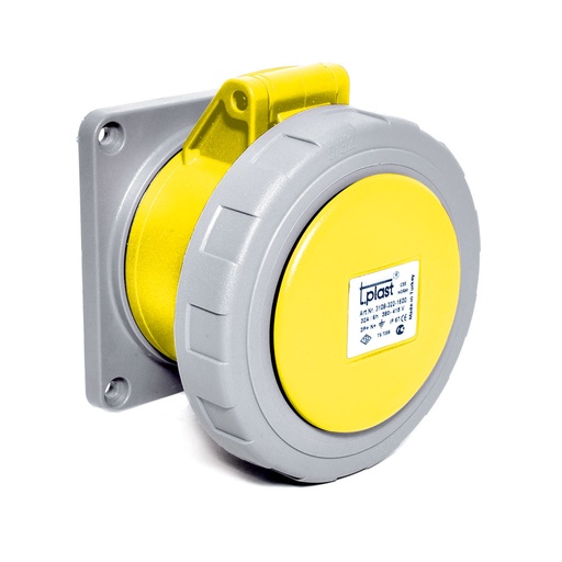 3x16A / IP 67 - 110V Panel Mount Socket (Straight) 75x75 base  code 3121-322-0775-4h TP ELECTRIC