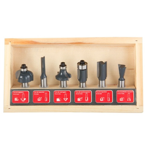 ROUTER BITS SET IN BOX - 6 PCS PROLINE  93121