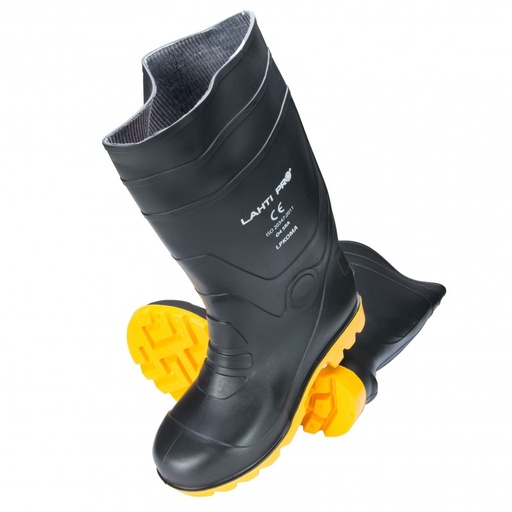 BOOTS, BLACK-YELLOW, HIGH,PVC,O4 SRA,"42",CE,LAHTI  LPKOMA42