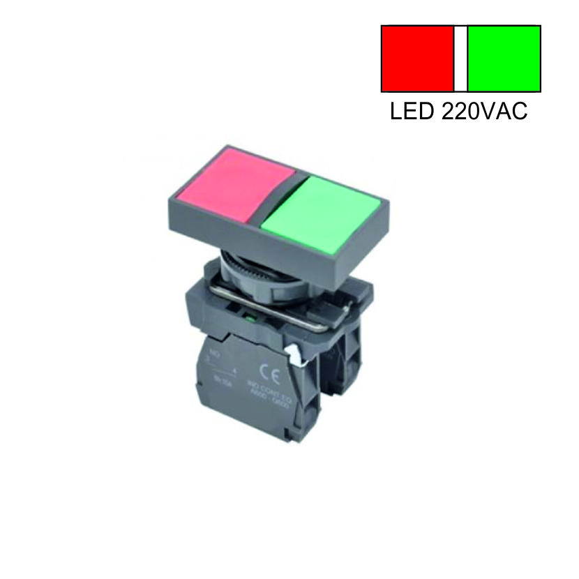 Старт/Стоп Кнопка  22мм 1NO/NC LED 220VA зеленый/красный Weiller WL5-AW7465L