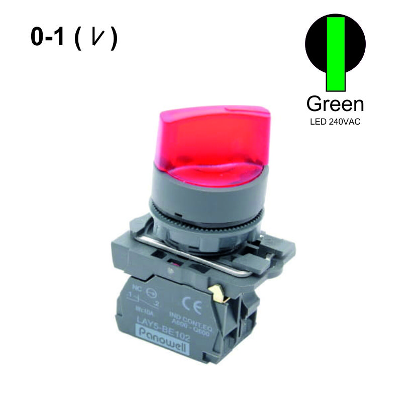 22mm  0-1 Selector Switches  Push Button LED 240VAC 1NO Green Weiller WL5-AK-123L