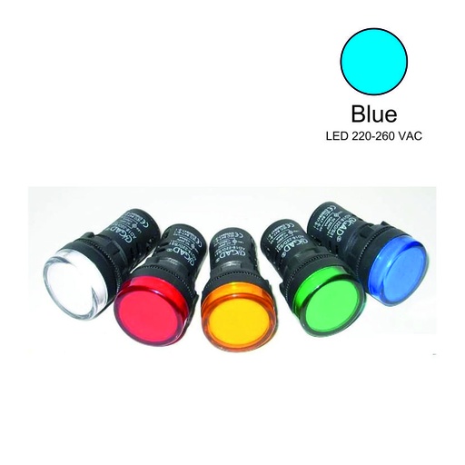 22mm  LED Pilot Indicator Light 220-260 VAC Blue  Weiller WL22-76