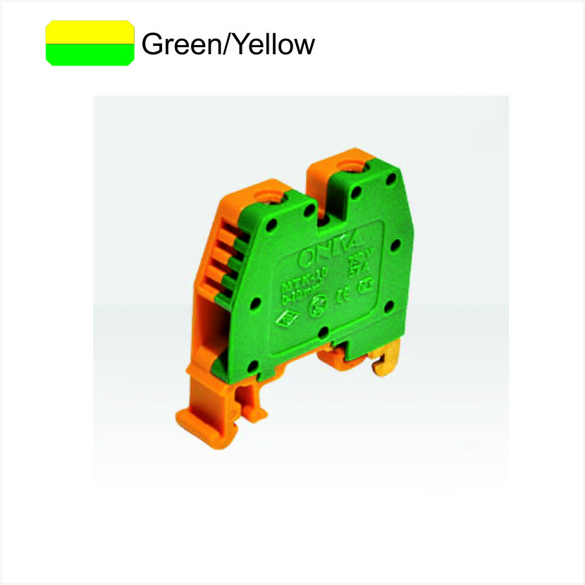 MTK-2,5mm  DIN Rail Mount Terminal Block Green/Yellow  ONKA 1291
