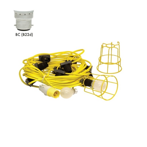 22M 110V FESTOON  Lighting kit with 10 lamps and 10 guards ( 60W GLS Lamp Base BC) DETA SEFLKITBC 