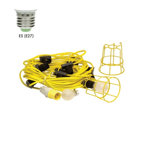 22M 110V FESTOON  LED Lighting kit with 10 lamps and 10 guards ( 8/10W LED Lamp Base ES) DETA SEFLLEDES