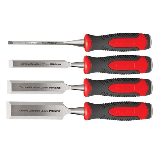 6, 12, 20, 25 MM WOOD CHISELS SET 4 PCS PROLINE 19142