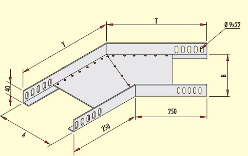 METAL KABEL KANALI ÜÇÜN (L formalı) 135* DİRSƏK (DÖNÜŞ)  EN:400mm.H:40mm. T:1,5mm kod GD-40-45/40 PG GERSAN