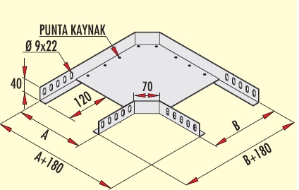 90* FLAT BEND  (L Junction)  W:100mm.H:40mm. T:1,5mm code GD-10/40 PG GERSAN