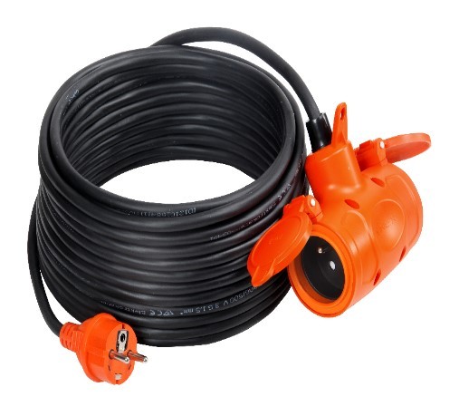 Удлинитель с резиновой изоляцией RR PS-200G IP44/3*1.5/20M 2GN PROFIX 46632