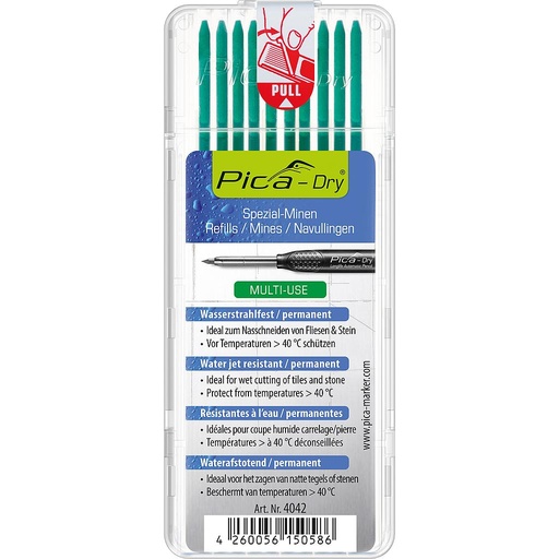 DRY Refill-Set Box of 10 leads (for 3030)  green Pica 4042
