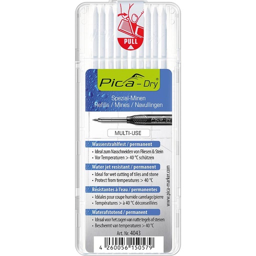 DRY Refill-Set Box of 10 leads (for 3030)  white Pica 4043