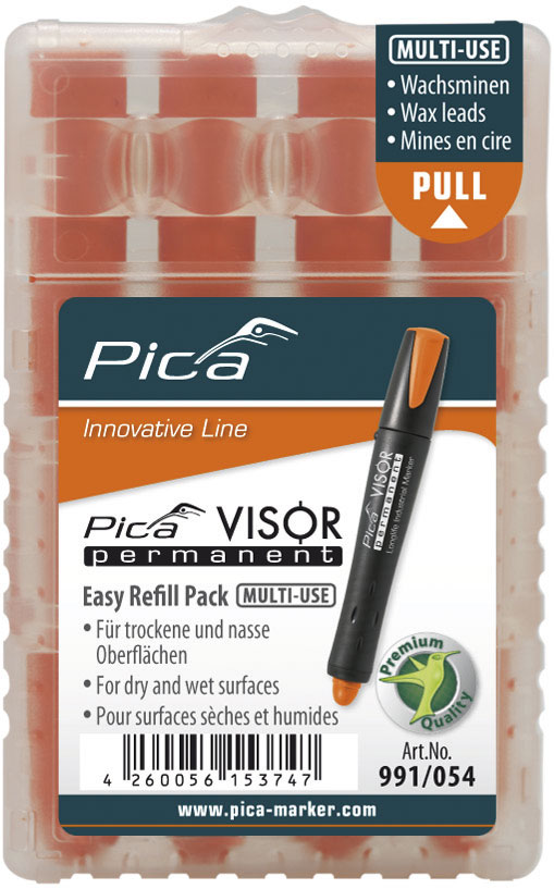 VISOR permanent refills,box of 4pcs fluo-orange  Pica 991/054