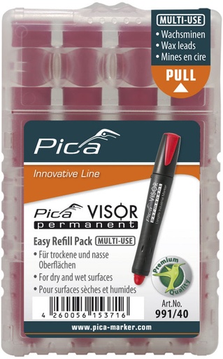 VISOR daimi doldurulması Marker ücün Qutu 4 ədəd qırmızı Pica 991/40