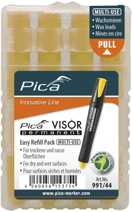 VISOR permanent refills, box of 4pcs yellow Pica 991/44