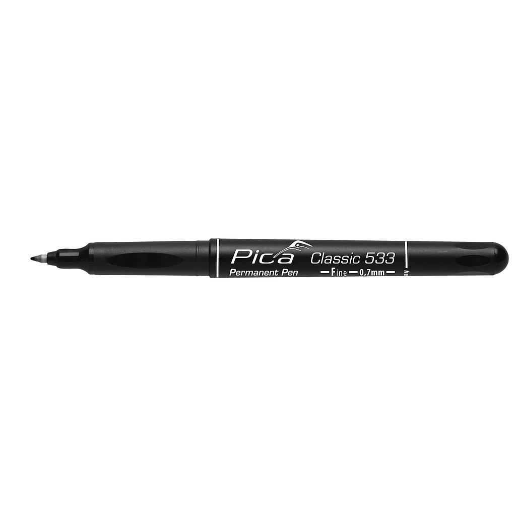 Permanent-Pen 'F' black, round tip, 0,7mm Pica  533/46