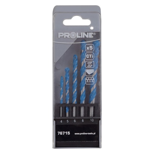 5PCS, UNIVERSAL TITANIUM CARBIDE DRILLS (4,5,6,8,10) PROLINE 76715