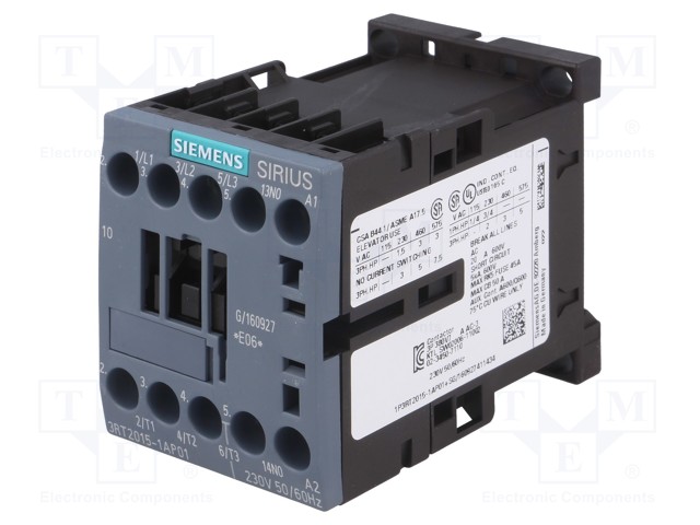 7A 3kW 1NO Contactors Siemens 3RT2015-1AP01