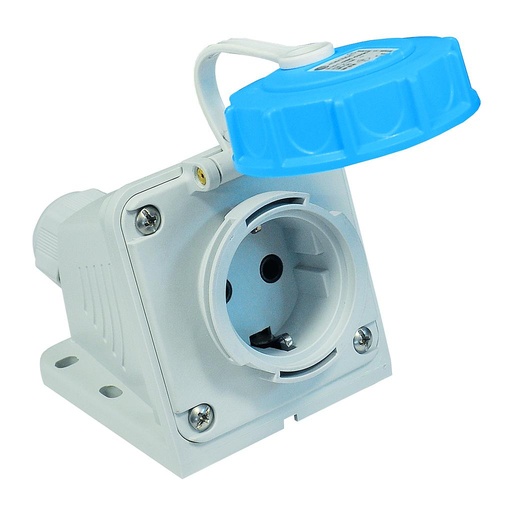 1x16A / IP68 - 220V Angled Wall Mount Socket Outlet  3101-385-0900 TP ELECTRIC