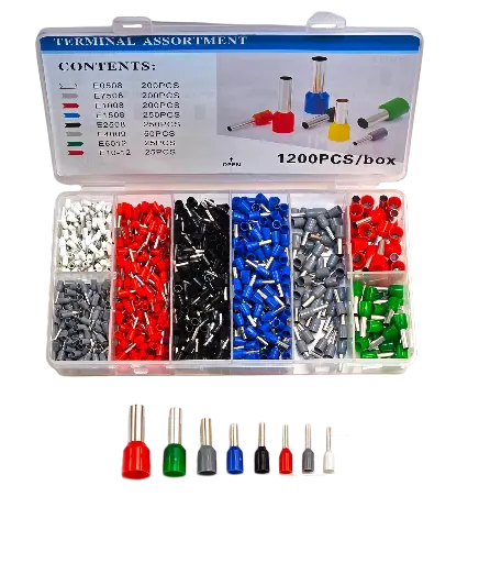 1200 Pieces Ferrule Set, Boxed, 8 Sizes, 6 Colors IC274C