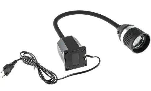 LED Machine Light, 6 W, 240V ac, Gooseneck, IP20, 520 mm Reach, 520 mm Arm Length, 1.8 m, 500 mm  186-225
