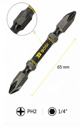 Universal Double End PH2 Screwdriver Bit, 1/4", 65 mm, BOSI BS469105