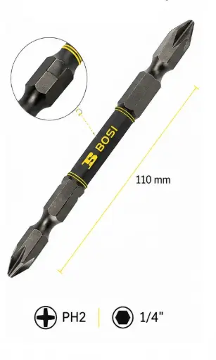 Universal Double End PH2 Screwdriver Bit, 1/4", 110 mm, BOSI BS469108