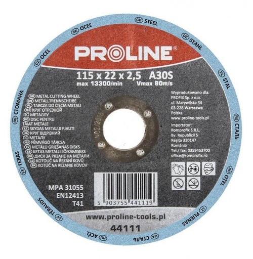 METAL ÜÇÜN CİLALAMA DİSKİ, T27, 125X6.0X22A24R PROLINE 44412
