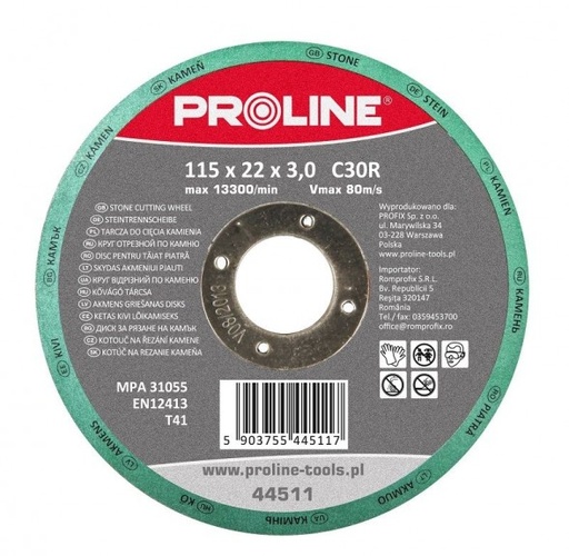 РЕЖУЩИЙ ДИСК ДЛЯ КАМНЯ, T41, 115X3.0X22C30R PROLINE 44511